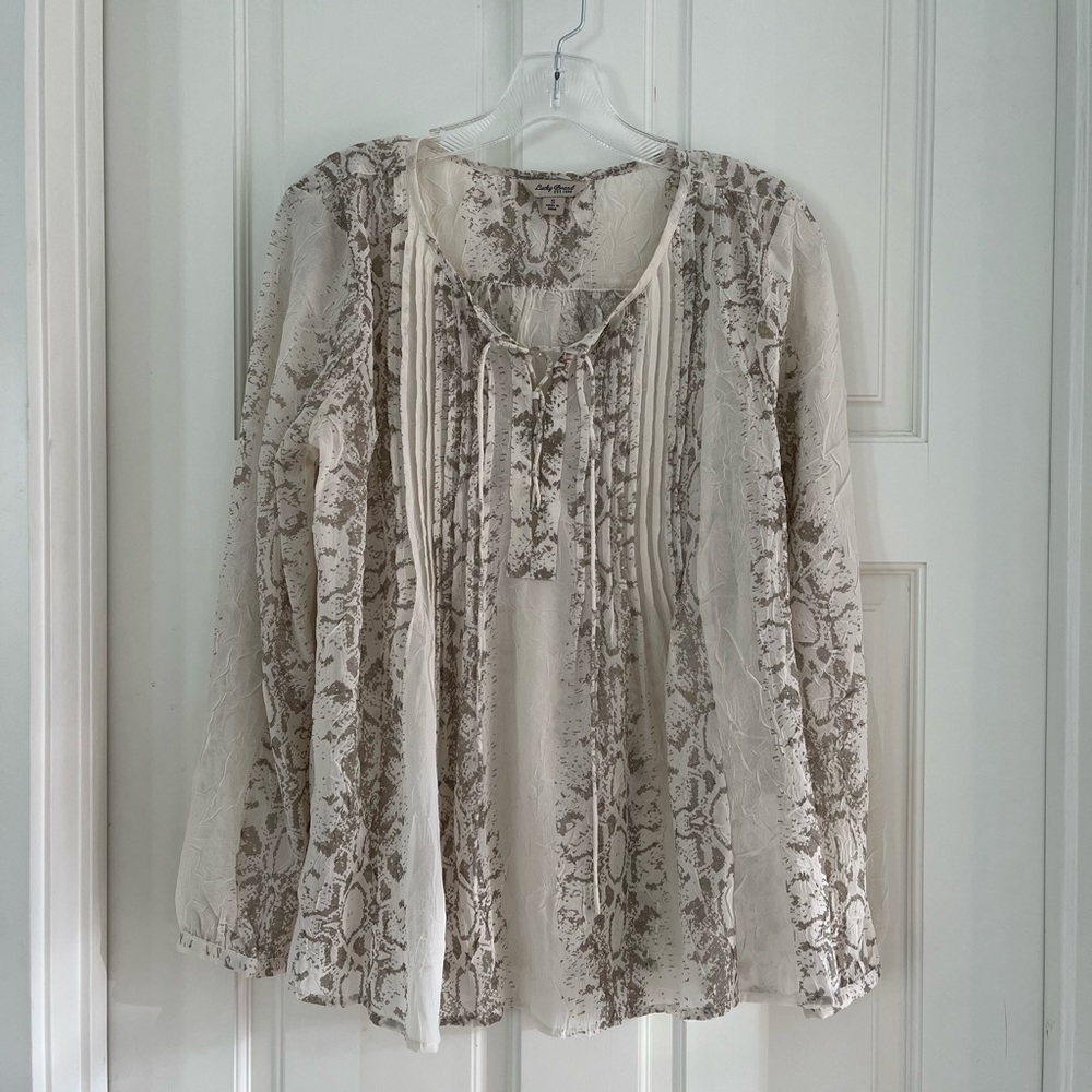 Lucky Brand Cream & Tan Blouse
